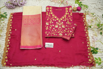 (Juhi) Women's Woven Design Half Saree with Blouse and Dupatta