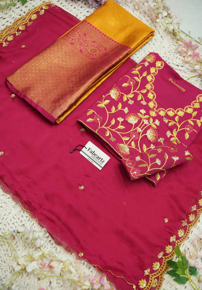(Juhi) Women's Woven Design Half Saree with Blouse and Dupatta
