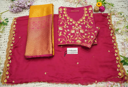 (Juhi) Women's Woven Design Half Saree with Blouse and Dupatta