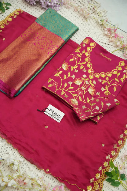 (Juhi) Women's Woven Design Half Saree with Blouse and Dupatta