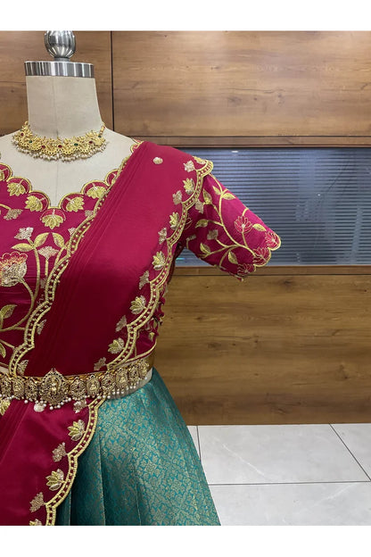 Juhi Women's Woven Design Half Saree with Blouse and Dupatta
