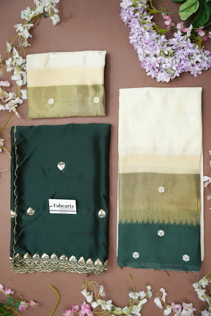 (Adhira) South Indian Festival Traditional Half Saree with Embroidered Blouse & Dupatta