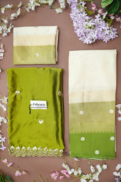 (Adhira) South Indian Festival Traditional Half Saree with Embroidered Blouse & Dupatta