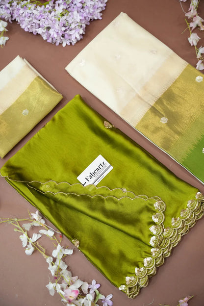 (Adhira) South Indian Festival Traditional Half Saree with Embroidered Blouse & Dupatta