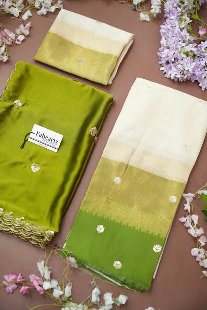(Adhira) South Indian Festival Traditional Half Saree with Embroidered Blouse & Dupatta