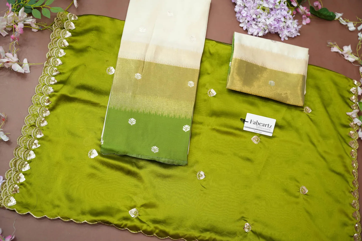 (Adhira) South Indian Festival Traditional Half Saree with Embroidered Blouse & Dupatta