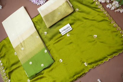 (Adhira) South Indian Festival Traditional Half Saree with Embroidered Blouse & Dupatta
