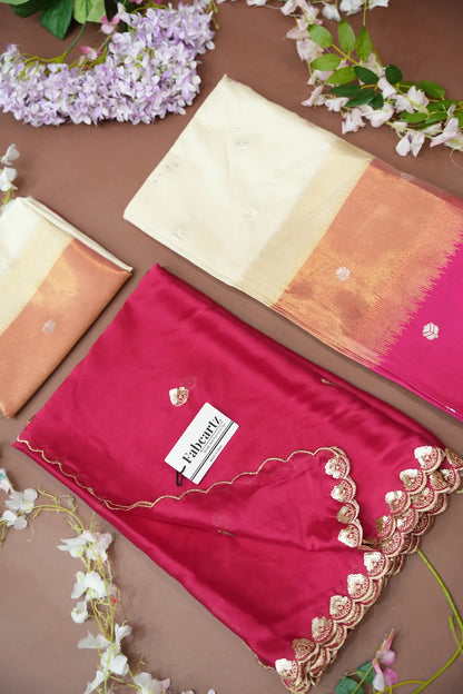 (Adhira) South Indian Festival Traditional Half Saree with Embroidered Blouse & Dupatta
