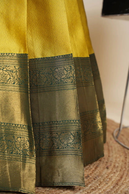 Amrutha South Indian Festival Traditional Half Saree with Embroidered Blouse & Dupatta