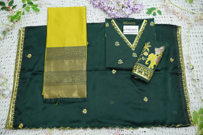 Amrutha South Indian Festival Traditional Half Saree with Embroidered Blouse & Dupatta