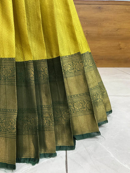 Amrutha South Indian Festival Traditional Half Saree with Embroidered Blouse & Dupatta