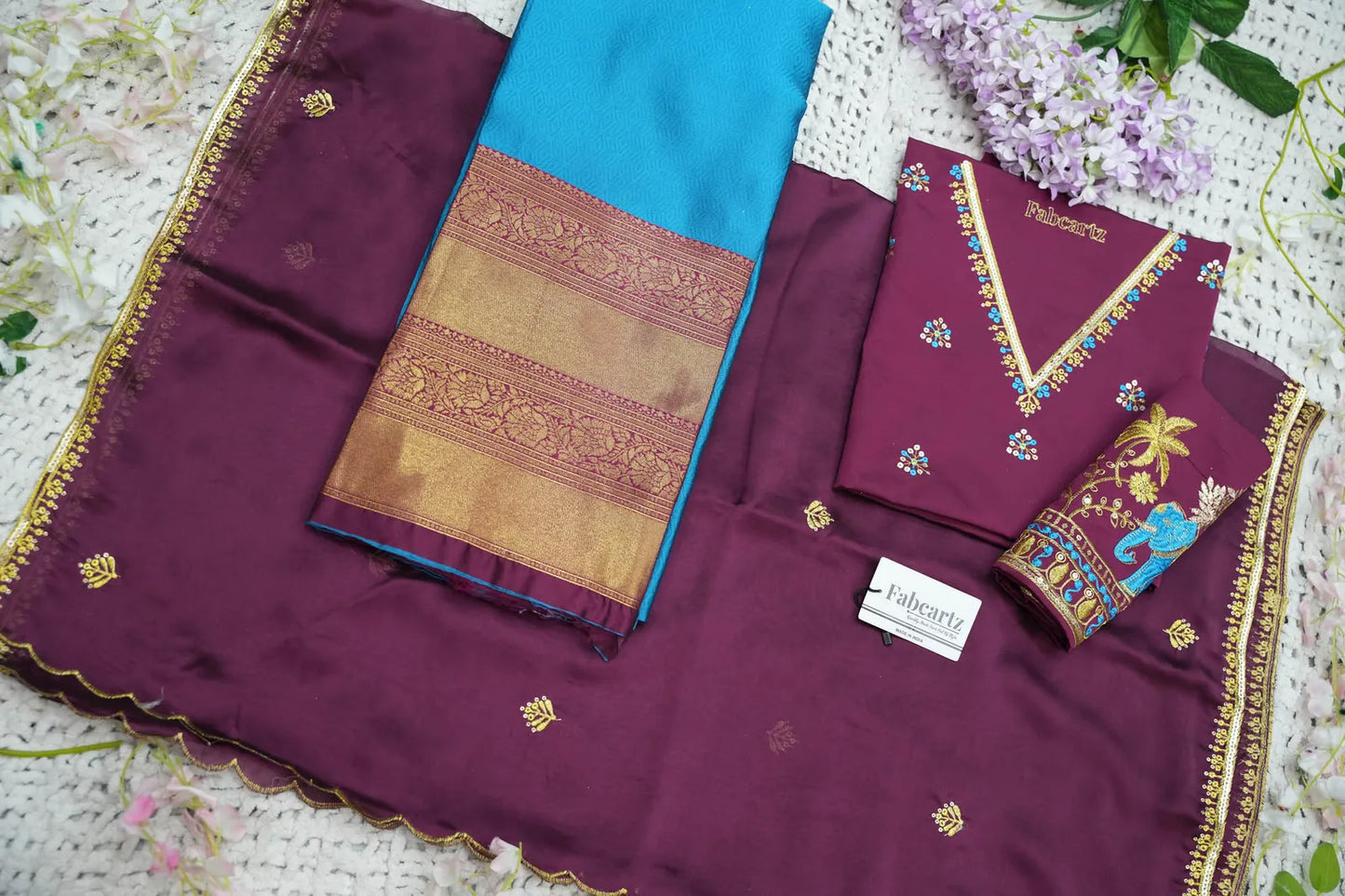 Amrutha South Indian Festival Traditional Half Saree with Embroidered Blouse & Dupatta