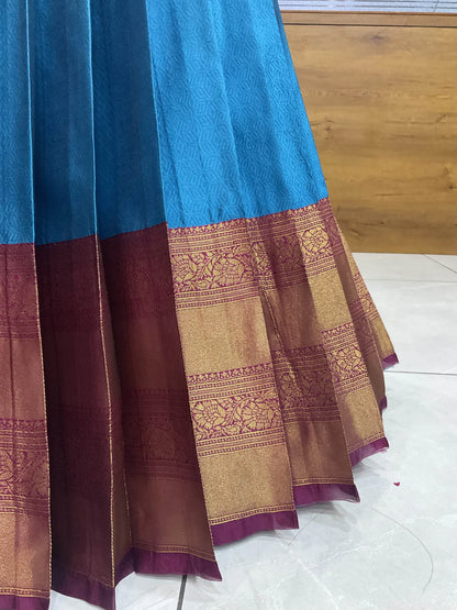 Amrutha South Indian Festival Traditional Half Saree with Embroidered Blouse & Dupatta