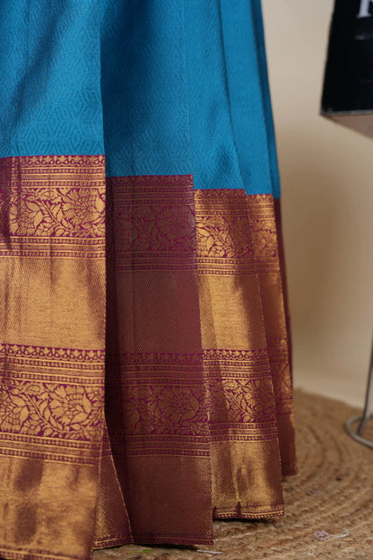 Amrutha South Indian Festival Traditional Half Saree with Embroidered Blouse & Dupatta