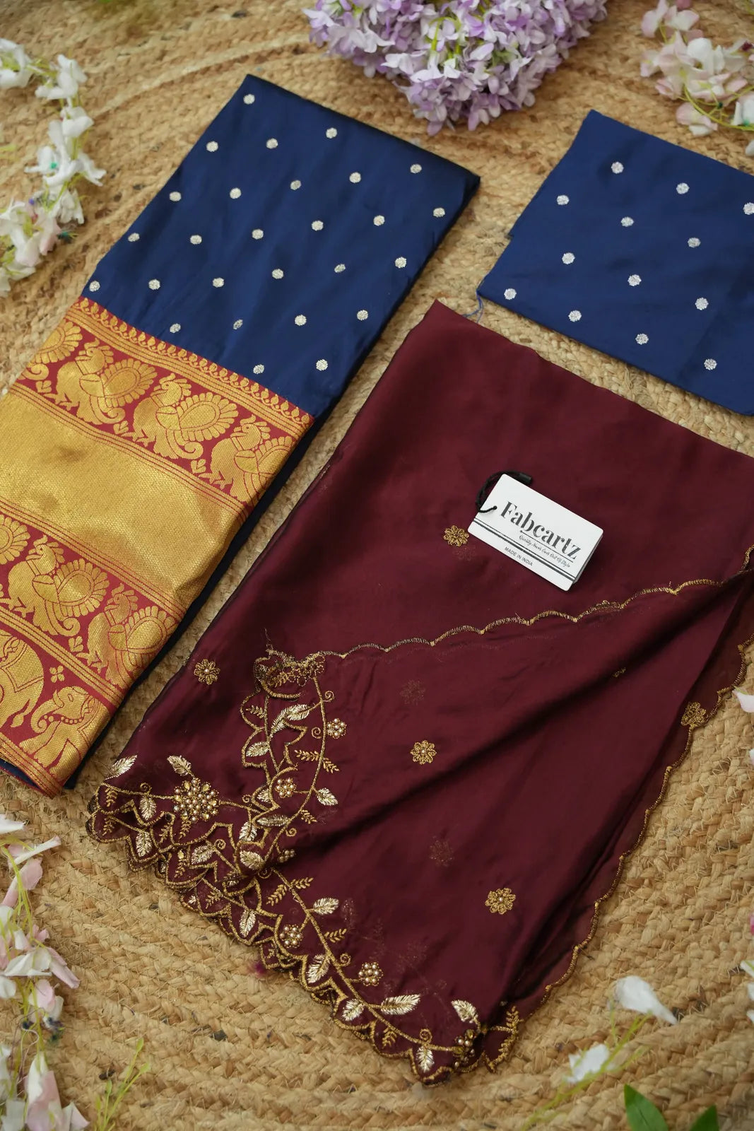ButtiRango/Aroli South Indian Festival Traditional Half Saree with Blouse & Embroidered Dupatta
