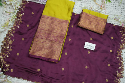 ButtiRango/Aroli South Indian Festival Traditional Half Saree with Blouse & Embroidered Dupatta