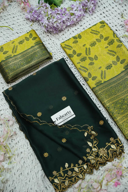 (Udaya) South Indian Festival Traditional Half Saree with Embroidered Blouse & Dupatta