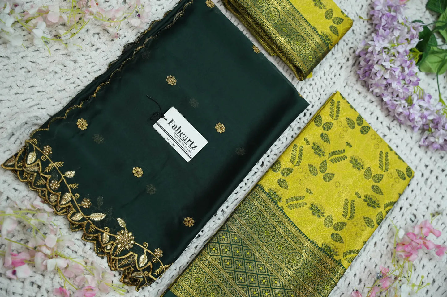 (Udaya) South Indian Festival Traditional Half Saree with Embroidered Blouse & Dupatta