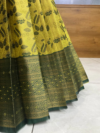 (Udaya) South Indian Festival Traditional Half Saree with Embroidered Blouse & Dupatta