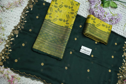 (Udaya) South Indian Festival Traditional Half Saree with Embroidered Blouse & Dupatta
