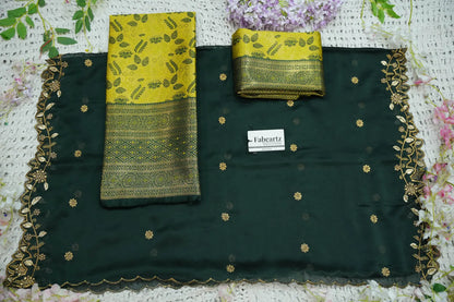 (Udaya) South Indian Festival Traditional Half Saree with Embroidered Blouse & Dupatta