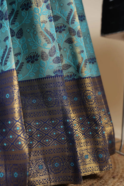 (Udaya) South Indian Festival Traditional Half Saree with Embroidered Blouse & Dupatta