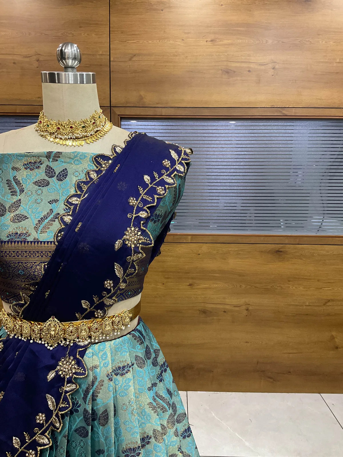(Udaya) South Indian Festival Traditional Half Saree with Embroidered Blouse & Dupatta