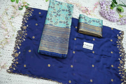 (Udaya) South Indian Festival Traditional Half Saree with Embroidered Blouse & Dupatta