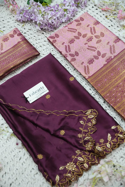 (Udaya) South Indian Festival Traditional Half Saree with Embroidered Blouse & Dupatta