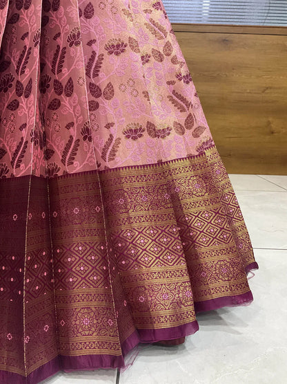 (Udaya) South Indian Festival Traditional Half Saree with Embroidered Blouse & Dupatta