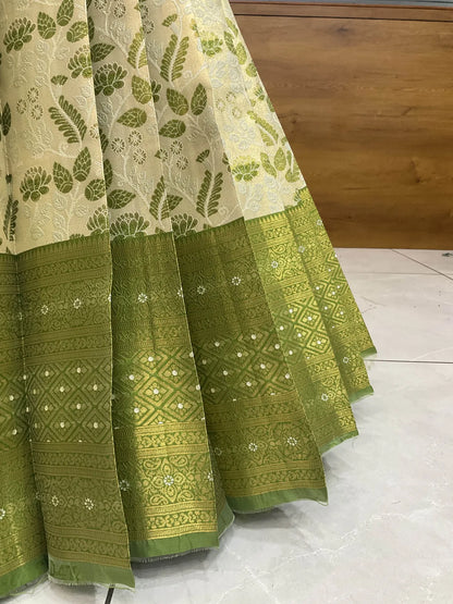 (Udaya) South Indian Festival Traditional Half Saree with Embroidered Blouse & Dupatta