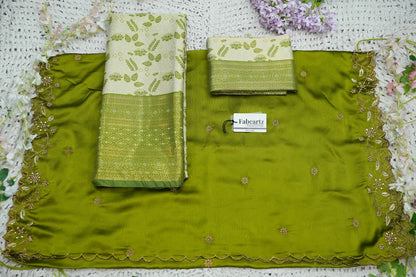 (Udaya) South Indian Festival Traditional Half Saree with Embroidered Blouse & Dupatta