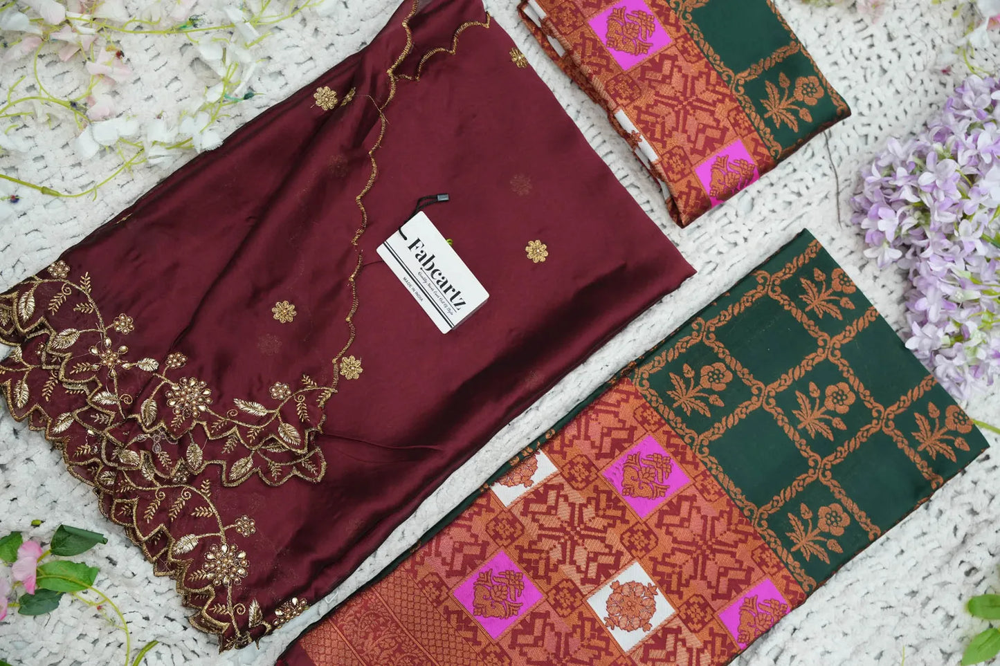 (MultiRango) South Indian Festival Traditional Half Saree with Embroidered Blouse & Dupatta