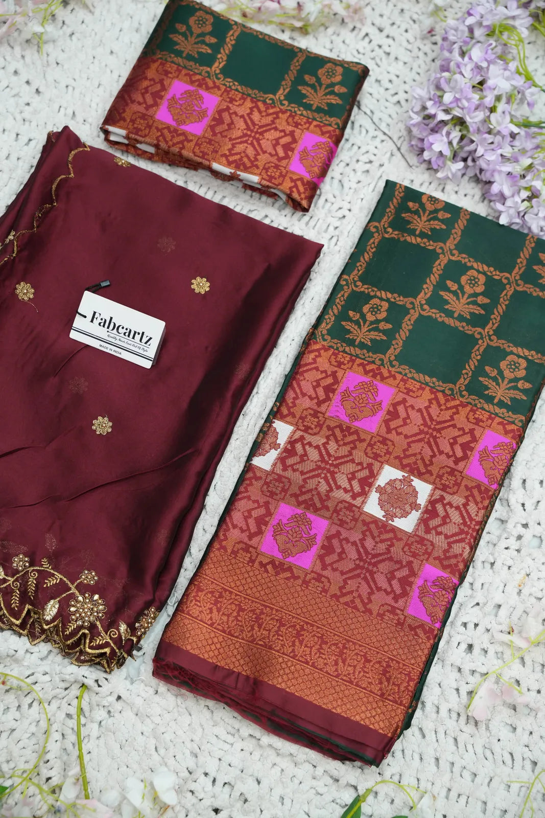 (MultiRango) South Indian Festival Traditional Half Saree with Embroidered Blouse & Dupatta