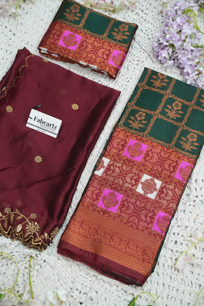 (MultiRango) South Indian Festival Traditional Half Saree with Embroidered Blouse & Dupatta