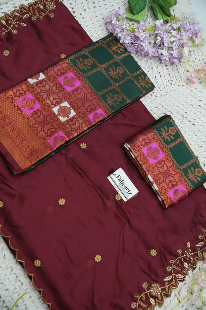 (MultiRango) South Indian Festival Traditional Half Saree with Embroidered Blouse & Dupatta