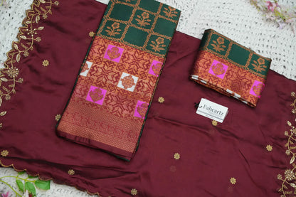 (MultiRango) South Indian Festival Traditional Half Saree with Embroidered Blouse & Dupatta