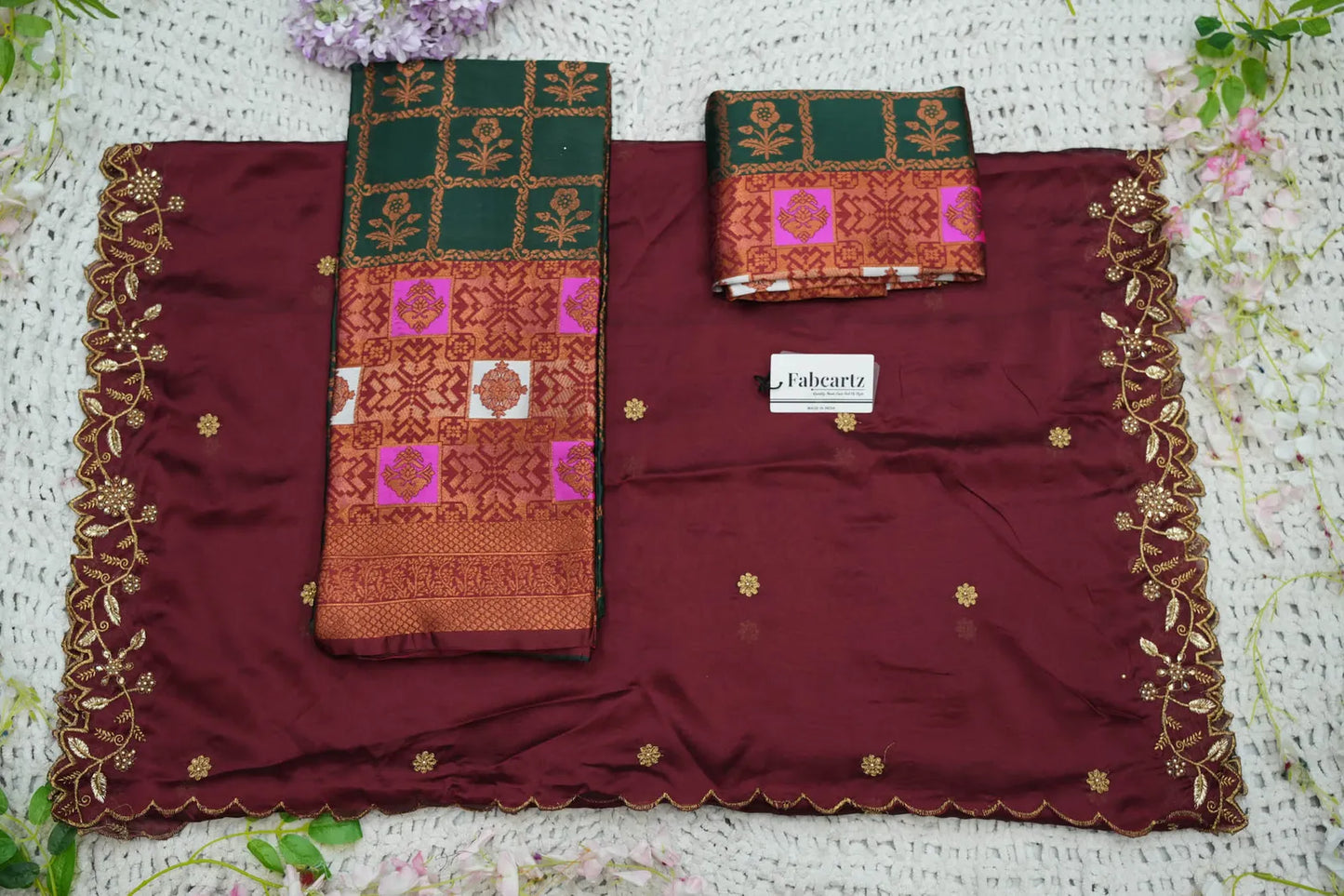 (MultiRango) South Indian Festival Traditional Half Saree with Embroidered Blouse & Dupatta