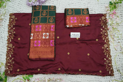 (MultiRango) South Indian Festival Traditional Half Saree with Embroidered Blouse & Dupatta