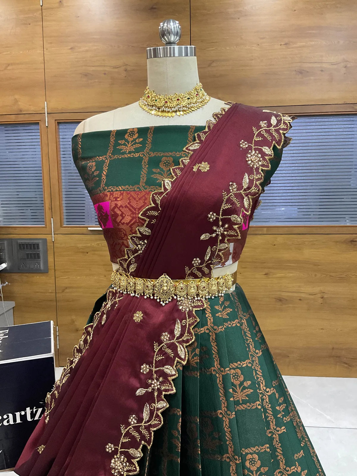 (MultiRango) South Indian Festival Traditional Half Saree with Embroidered Blouse & Dupatta
