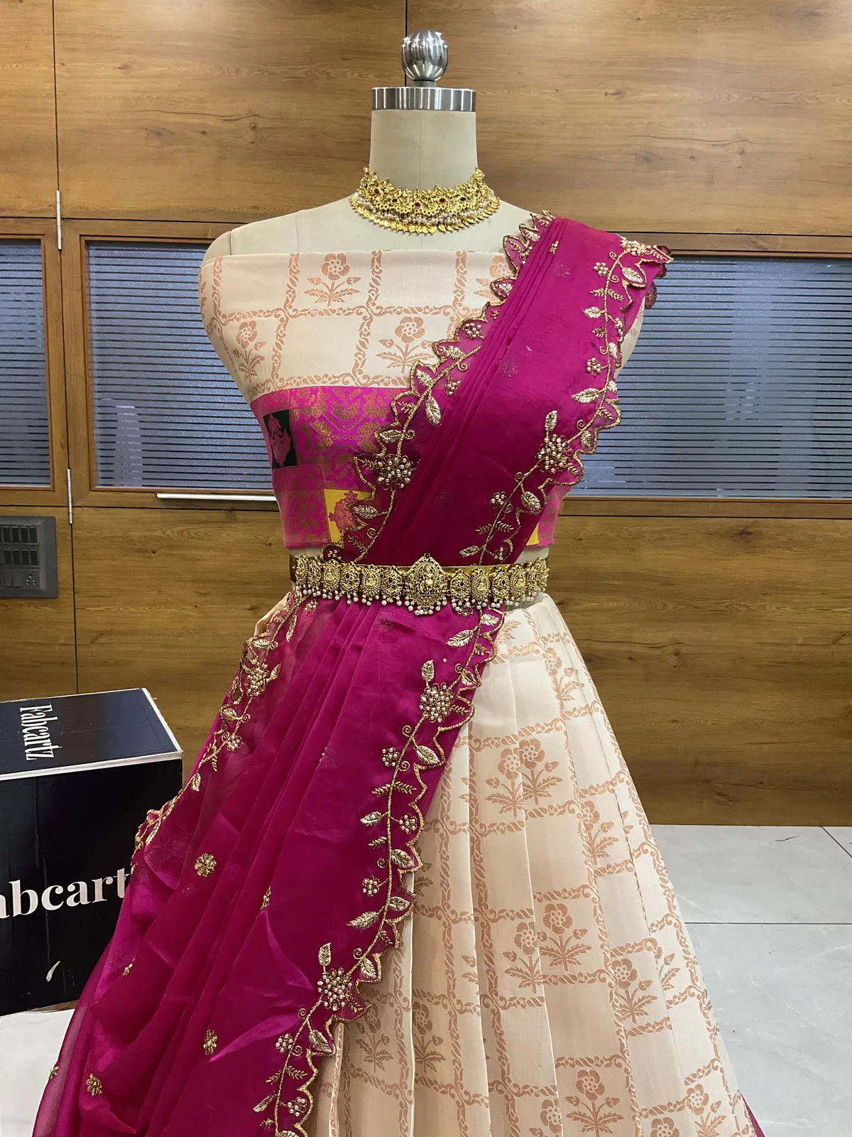 (MultiRango) South Indian Festival Traditional Half Saree with Embroidered Blouse & Dupatta