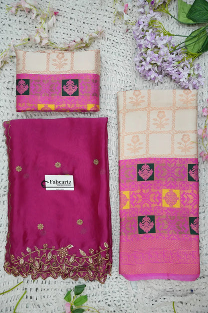 (MultiRango) South Indian Festival Traditional Half Saree with Embroidered Blouse & Dupatta