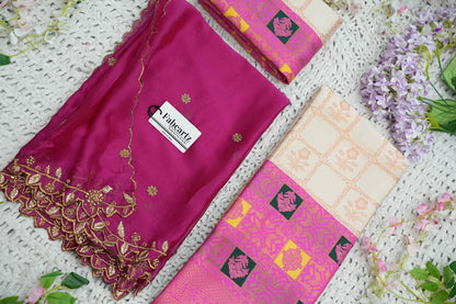 (MultiRango) South Indian Festival Traditional Half Saree with Embroidered Blouse & Dupatta