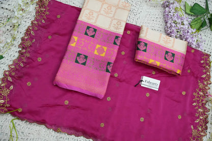 (MultiRango) South Indian Festival Traditional Half Saree with Embroidered Blouse & Dupatta