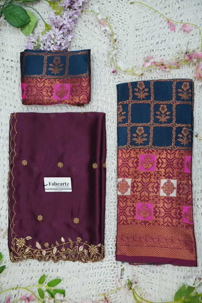 (MultiRango) South Indian Festival Traditional Half Saree with Embroidered Blouse & Dupatta