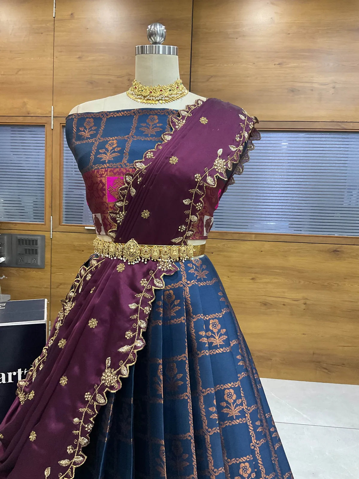 (MultiRango) South Indian Festival Traditional Half Saree with Embroidered Blouse & Dupatta