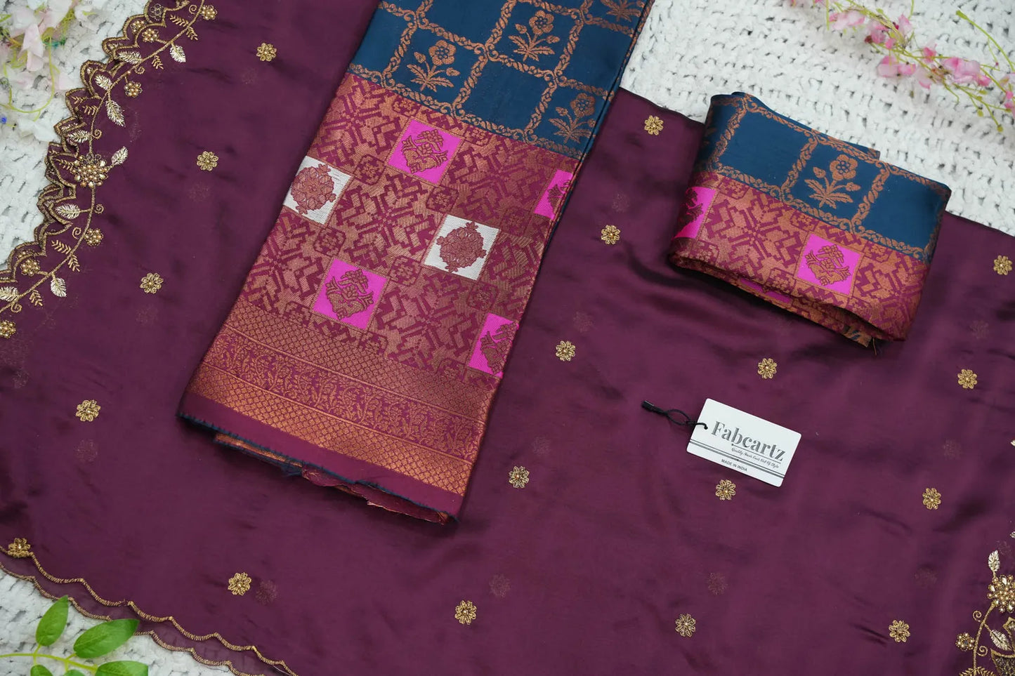 (MultiRango) South Indian Festival Traditional Half Saree with Embroidered Blouse & Dupatta