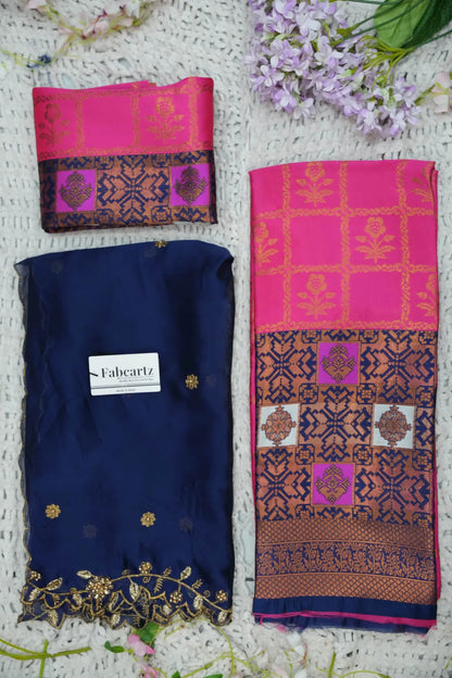 (MultiRango) South Indian Festival Traditional Half Saree with Embroidered Blouse & Dupatta