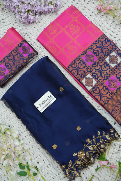 (MultiRango) South Indian Festival Traditional Half Saree with Embroidered Blouse & Dupatta