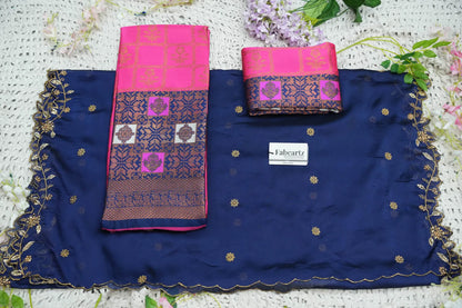 (MultiRango) South Indian Festival Traditional Half Saree with Embroidered Blouse & Dupatta